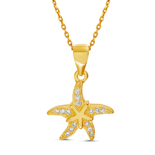 Sterling Silver Gold Plated Starfish Pendant
