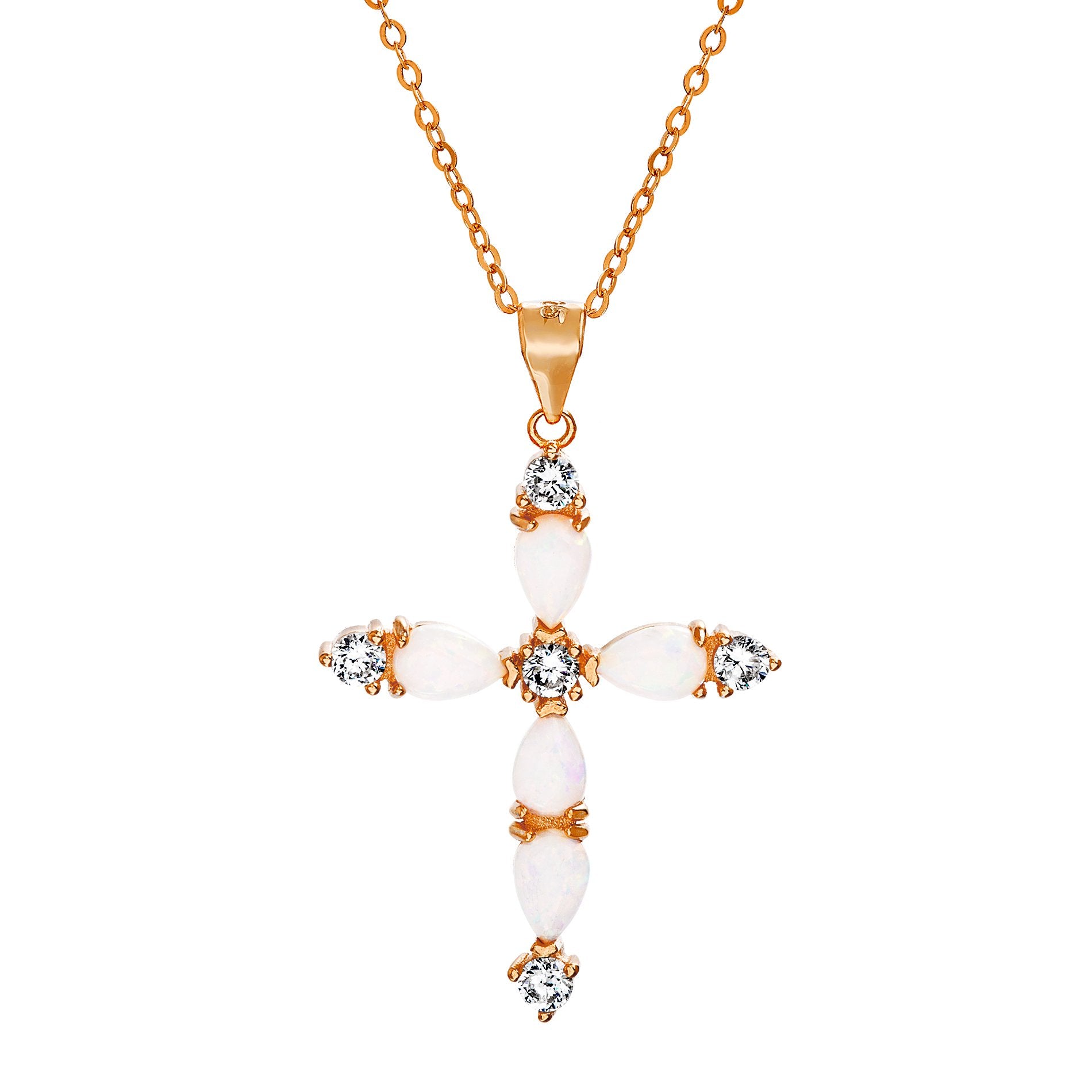 ROSE OPAL/CZ CROSS PENDANT - Atlanta Jewelers Supply