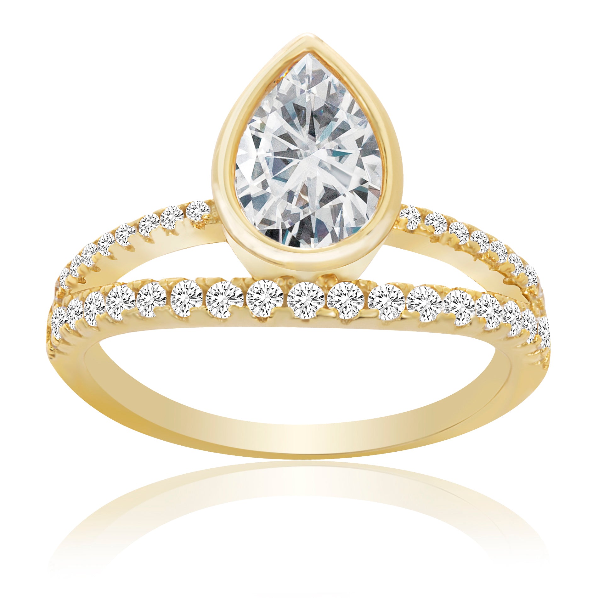 GOLD CZ TEARDROP OPEN RING - Atlanta Jewelers Supply