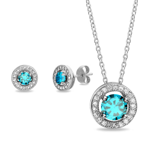 CZ Round Post Earring & Pendant Set (Chain not Included) (2 Styles) - Atlanta Jewelers Supply