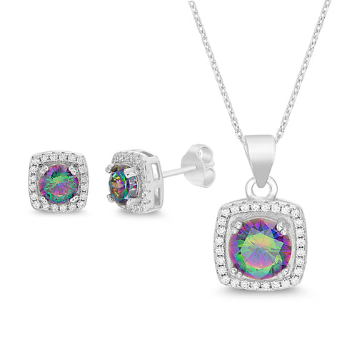 Sterling Silver CZ Halo Earring & Pendant Set - Atlanta Jewelers Supply