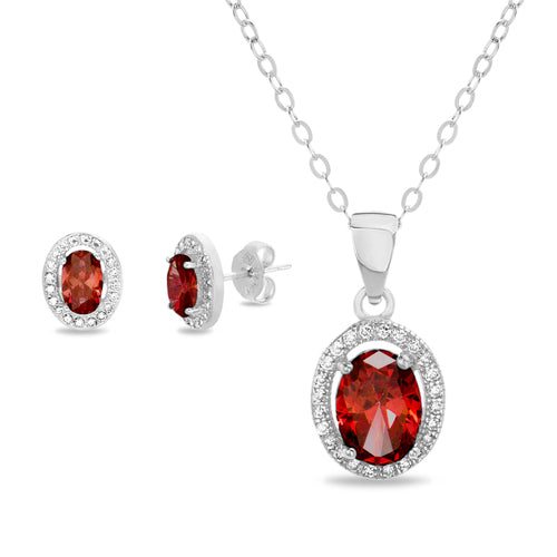 Silver Oval Post Earring & Pendant Set (4 Colors) (Chain not Included) - Atlanta Jewelers Supply
