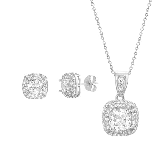 Silver Square W/CZ Set (Chain not Included) - Atlanta Jewelers Supply