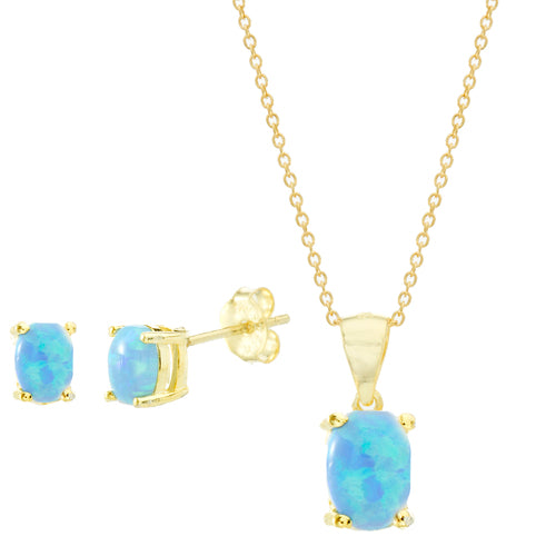 Gold Light Blue Opal Set - Atlanta Jewelers Supply