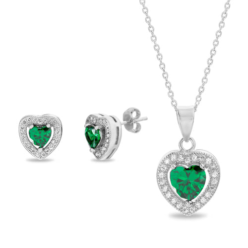 Silver CZ Heart Halo Set (2 Colors) (Chain not Included) - Atlanta Jewelers Supply