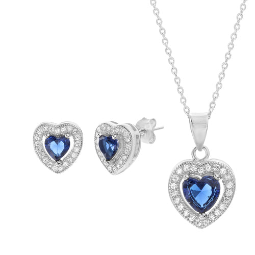 Silver CZ Heart Halo Set (2 Colors) (Chain not Included) - Atlanta Jewelers Supply