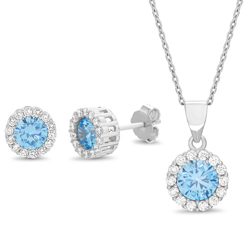 CZ Halo Earring/Pendant Set (4 Colors) - Atlanta Jewelers Supply