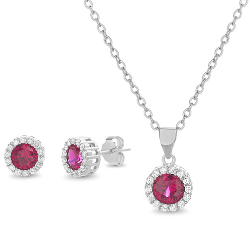 CZ Halo Earring/Pendant Set (4 Colors) - Atlanta Jewelers Supply