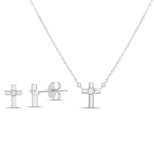 CZ Kids Cross Earring & Necklace Set - Atlanta Jewelers Supply
