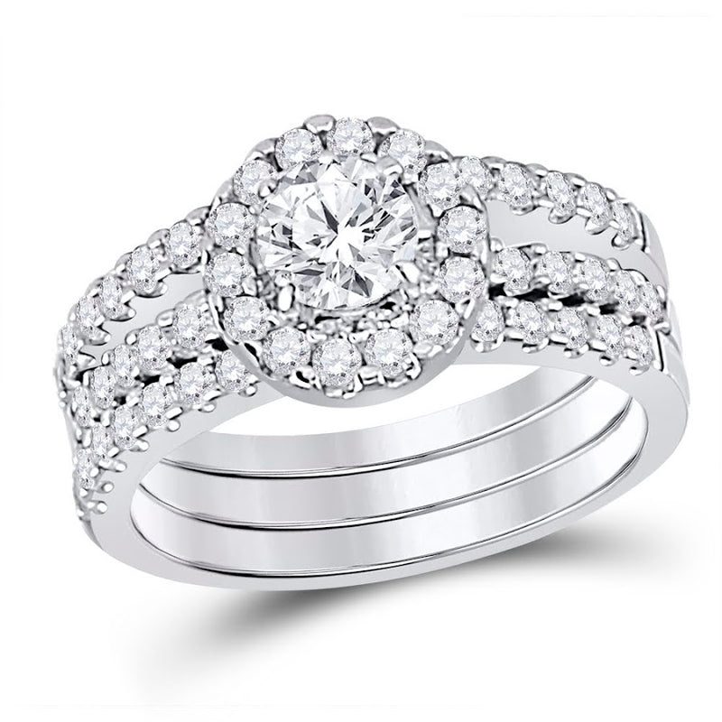 Sterling Silver 3 Band Halo Circle Cz Wedding Set - Atlanta Jewelers Supply