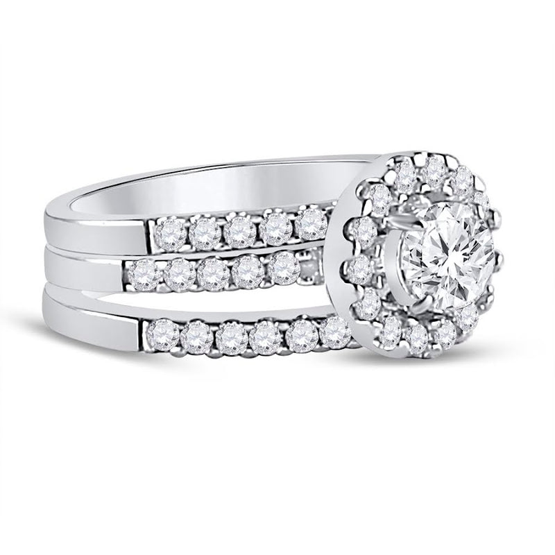 Sterling Silver 3 Band Halo Circle Cz Wedding Set - Atlanta Jewelers Supply