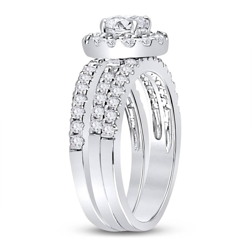 Sterling Silver 3 Band Halo Circle Cz Wedding Set - Atlanta Jewelers Supply