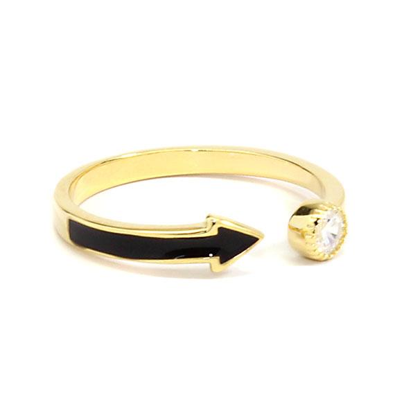 Stylish Sterling Silver Gold Arrow Ring With A Mounted Cz Stone - Atlanta Jewelers Supply