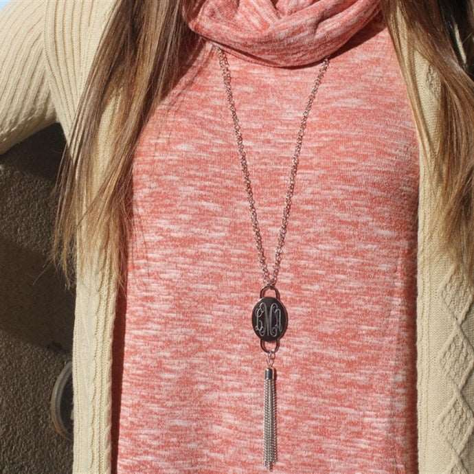 Engravable Fashion Oval Tassel Necklace In Gold And Silver - Atlanta Jewelers Supply