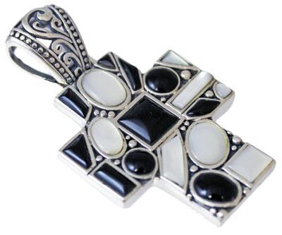 Sterling Silver Large Black Onyx & Pearl Pendant - Atlanta Jewelers Supply