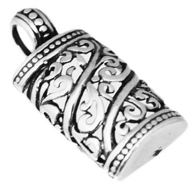 Sterling Silver Vertical Cylinder Shpe Pendant With A Filigree Design - Atlanta Jewelers Supply