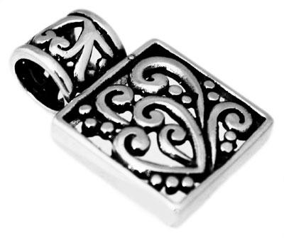 Sterling Silver Square Pendant With Filigree Design & Attached Bail - Atlanta Jewelers Supply