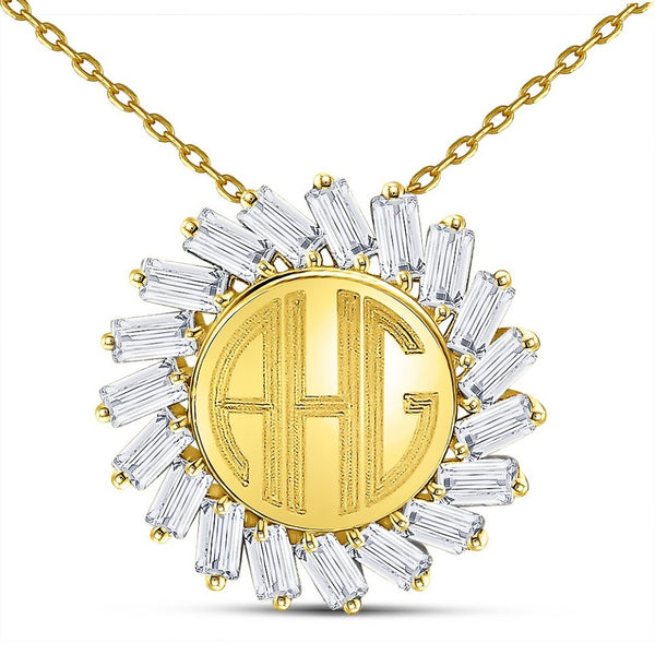 Stunning Sterling Silver CZ Engravable Sun Necklace With Your Choice Of Initials - Atlanta Jewelers Supply