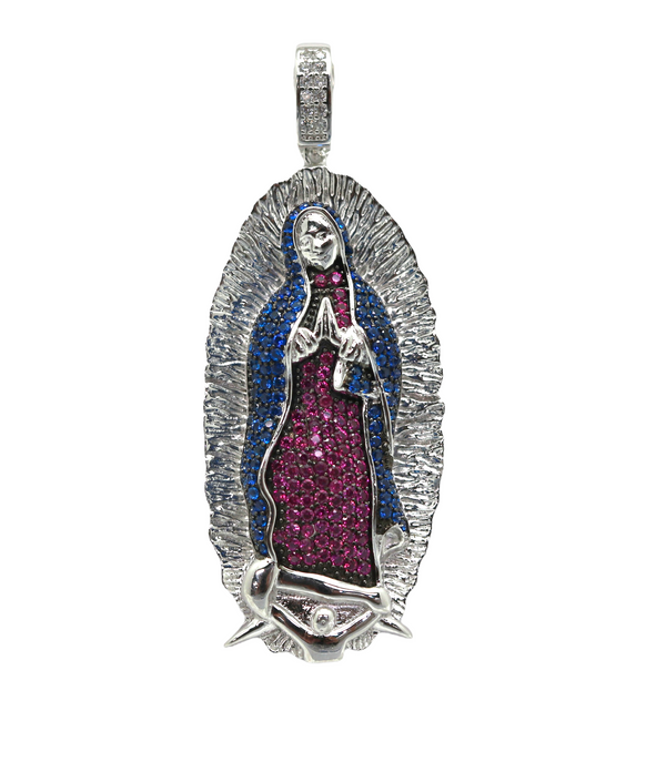 Sterling Silver Mother Mary Mens Pendant