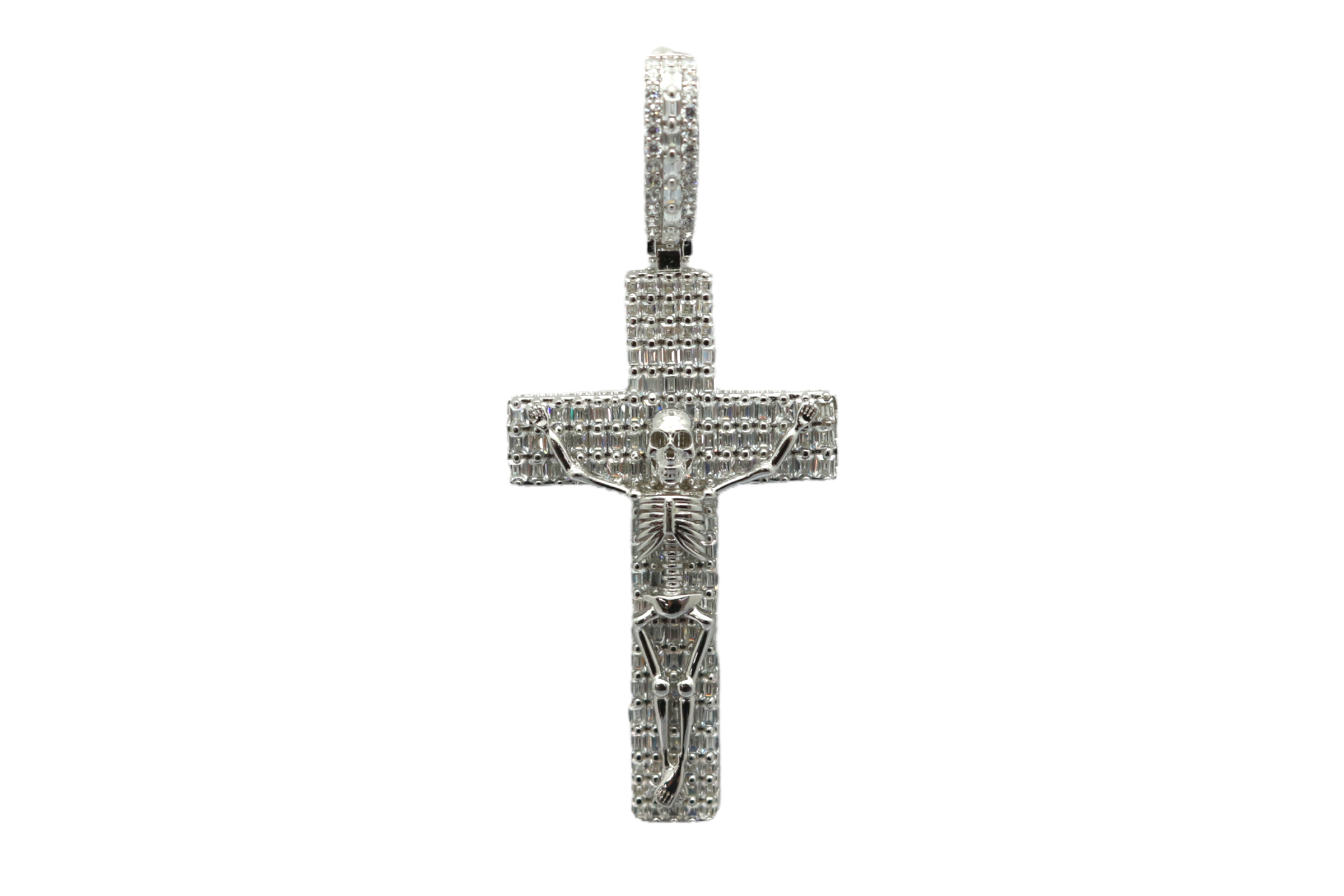 Sterling Silver Skeleton Cross Mens Pendant