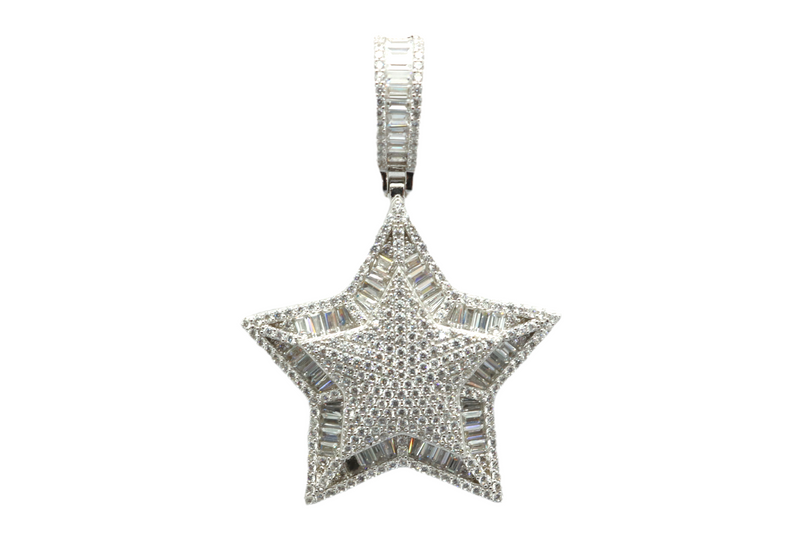Sterling Silver Star Mens Pendant