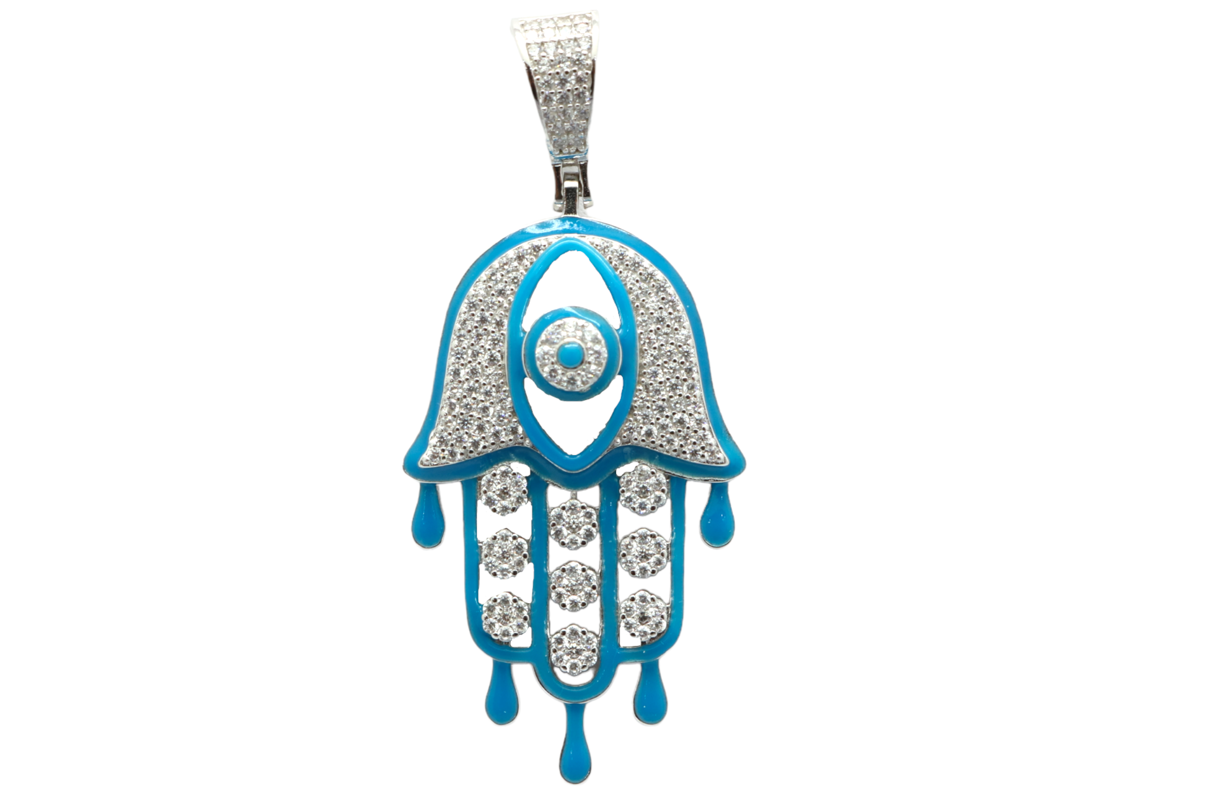 Sterling Silver Hamsa Hand Mens Pendant