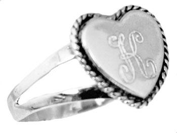 Sterling Silver Small Heart Ring & Rope Designed Edges - Atlanta Jewelers Supply