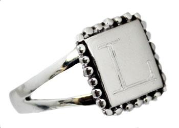 Sterling Silver Small Square & Beaded Trim Ring - Atlanta Jewelers Supply