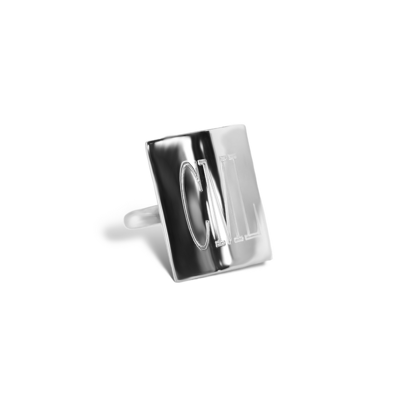 Sterling Silver Vertical Rectangle Engravable Ring