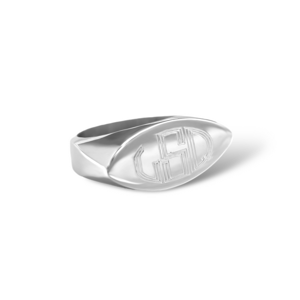 Sterling Silver Football Shape Engravable Ring