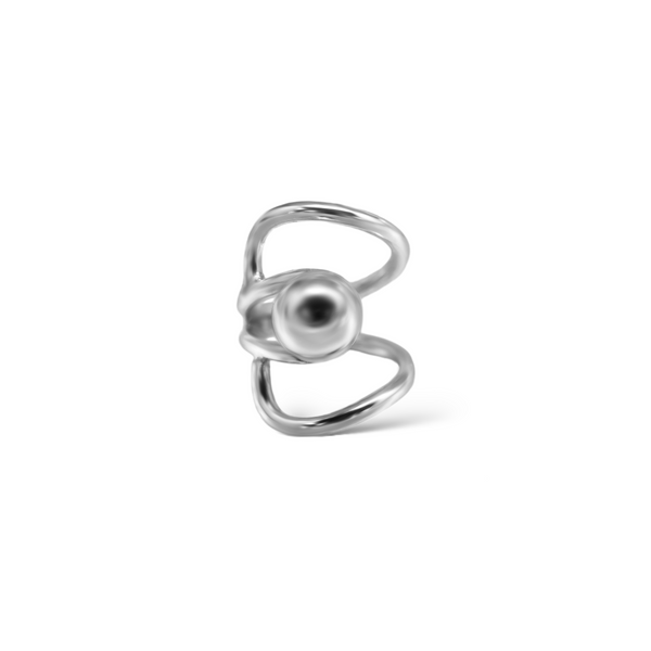 Sterling Silver Multi-Band W/ Ball In Center Ring