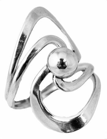 Sterling Silver Double Band & Silver Ball Ring - Atlanta Jewelers Supply