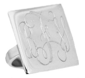 Sterling Silver Large Engravable Squared Ring - Atlanta Jewelers Supply
