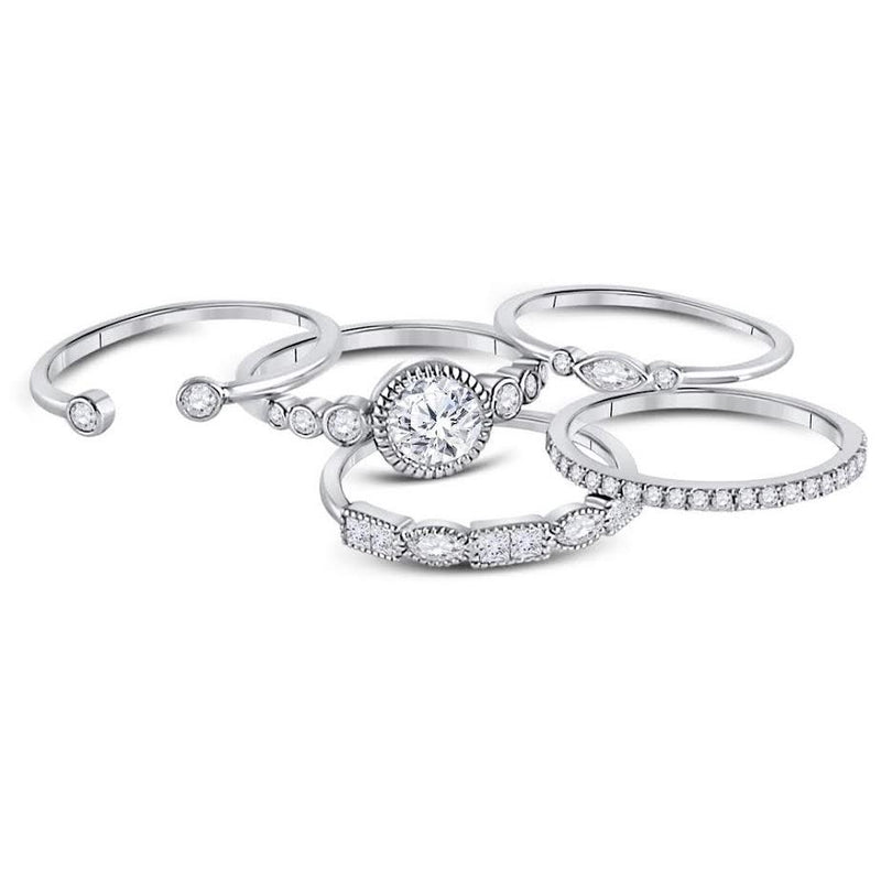 STERLING SILVER FIVE BAND SET STACKABLE CZ RING - Atlanta Jewelers Supply