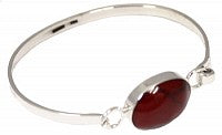 Sterling Silver Oval Red Jasper Bangle Bracelet - Atlanta Jewelers Supply