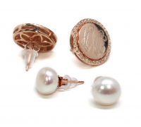 Sterling Silver interchangeable Earrings comes with Engrave Disc and Pearl Stud - Atlanta Jewelers Supply