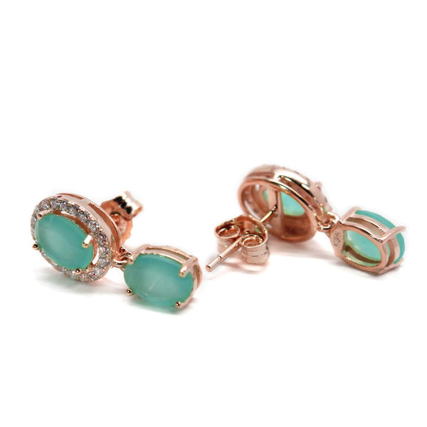 Sterling Silver Double Blue Opal Earrings (3 Colors)