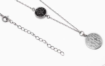 Sterling Silver Engraved Druzy Necklace - Atlanta Jewelers Supply