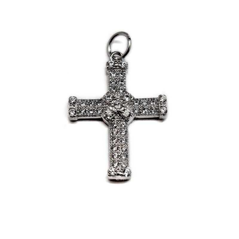 Sterling Silver Sparkly Cross With Jump Ring - Atlanta Jewelers Supply