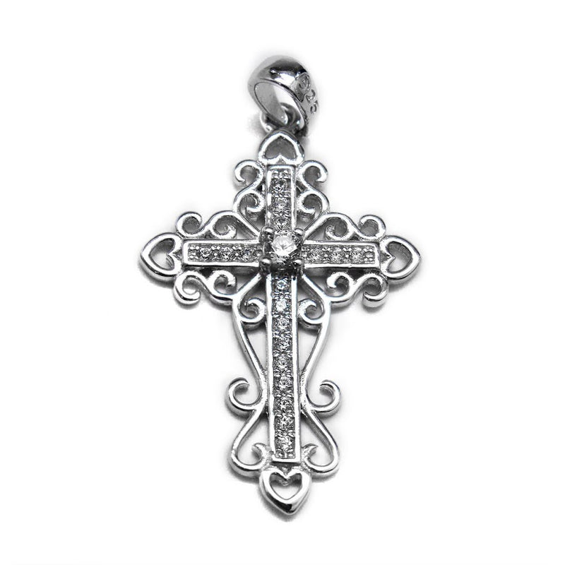 Sterling Silver Decorative Cross with CZ Center Stones - Atlanta Jewelers Supply