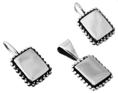 Sterling Silver Engravable Square Pendant Set With A Beaded Trim - Atlanta Jewelers Supply