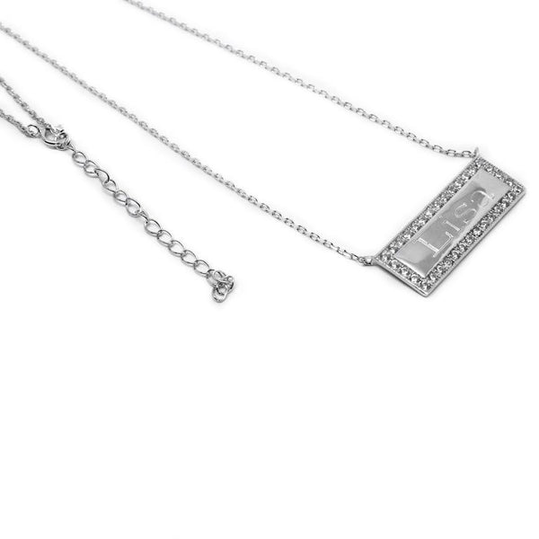 Sterling Silver Engraveable CZ Bar Necklace - Atlanta Jewelers Supply