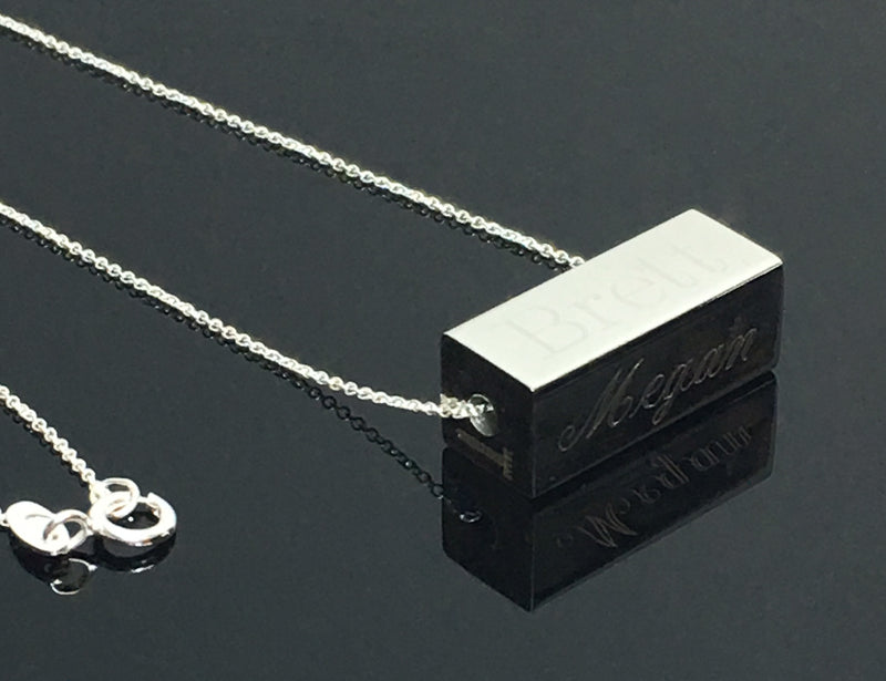 Stainless Steel  Horizontal 4 sided Engraveable Bar Necklaces Available in 3 colors - Atlanta Jewelers Supply