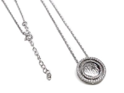 Sterling Silver Engravable Halo Style Circle CZ Pendant Necklaces - Atlanta Jewelers Supply