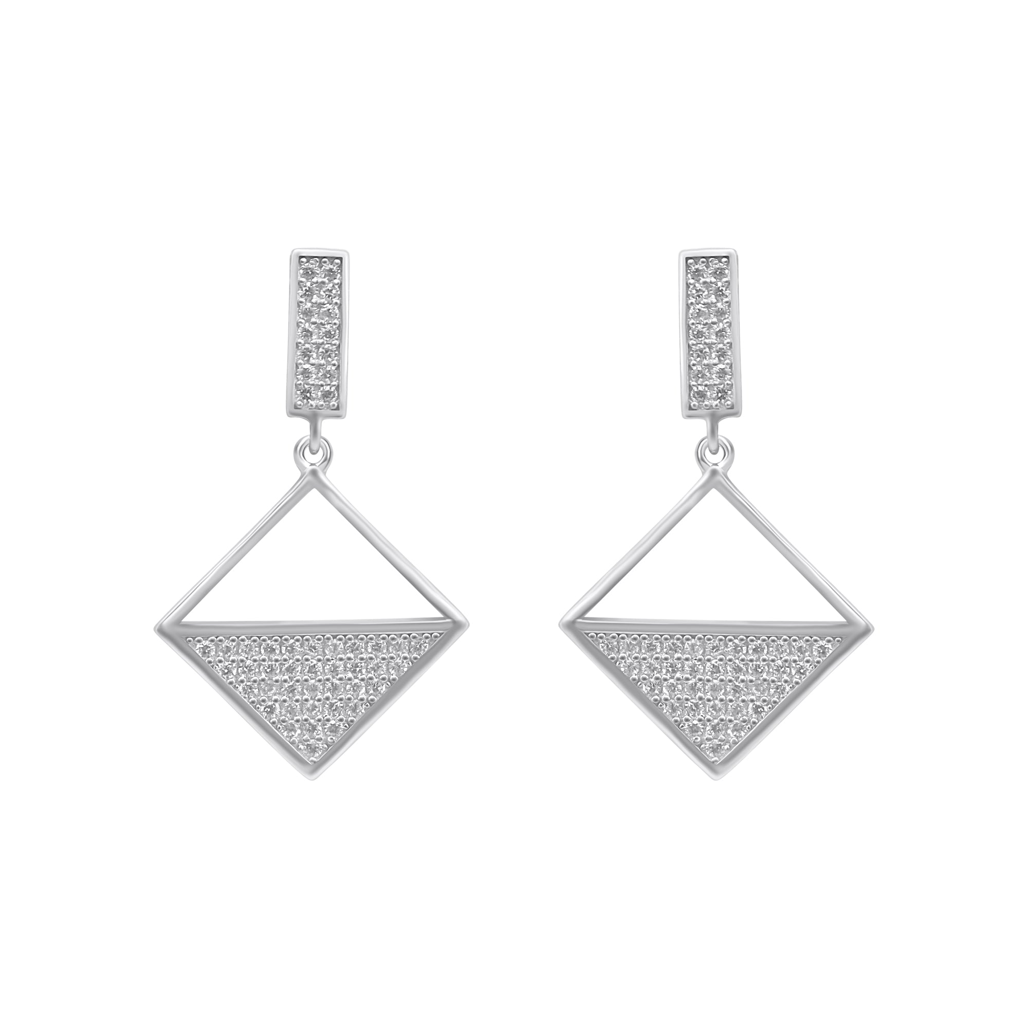 Sterling Silver Diamond Shape Dangle Earrings