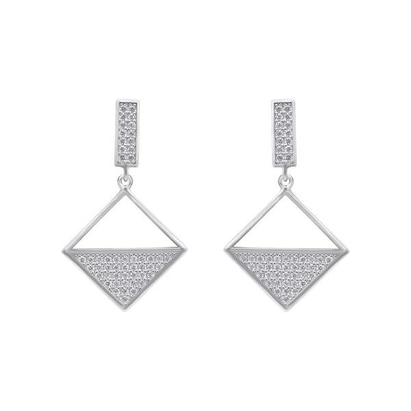 Sterling Silver Diamond Shape Dangle Earrings