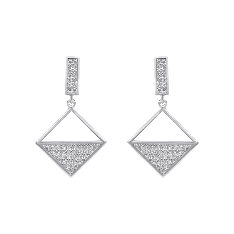 Sterling Silver Diamond Shape Dangle Earrings