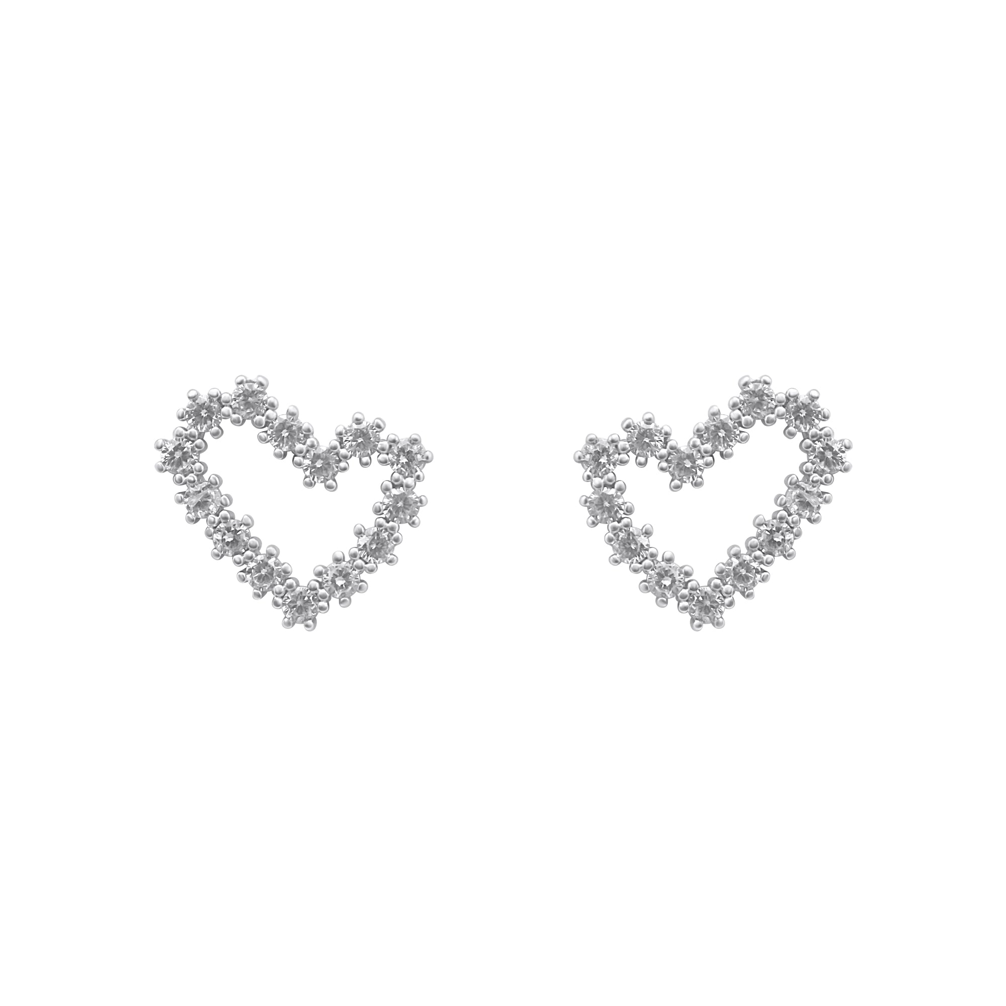 Sterling Silver CZ Open Heart Earrings