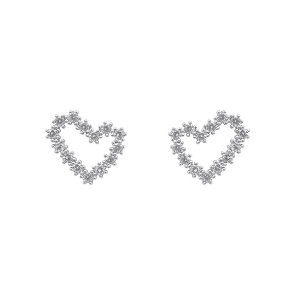 Sterling Silver CZ Open Heart Earrings