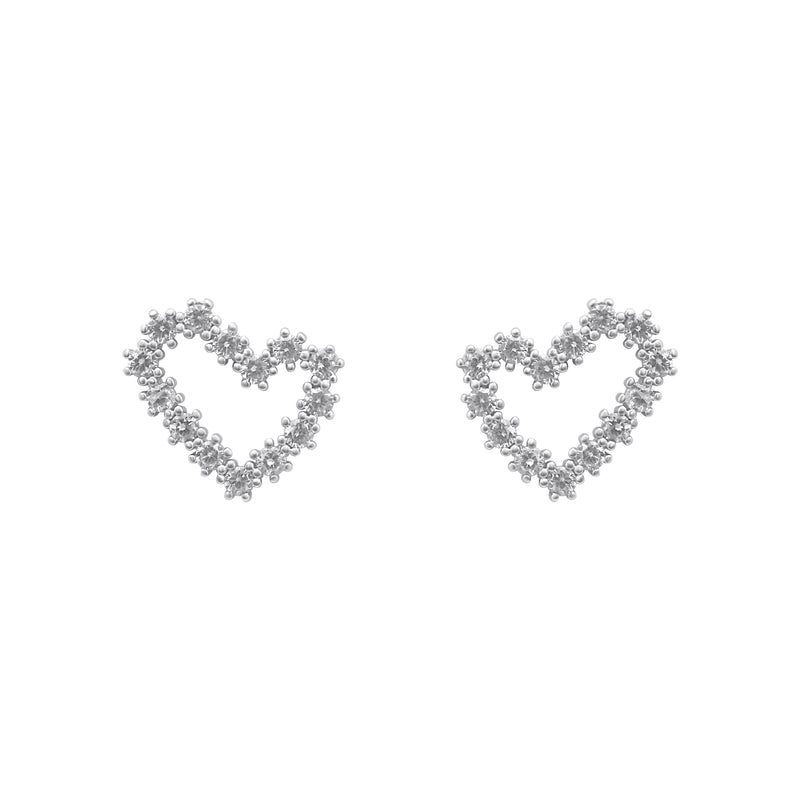 Sterling Silver CZ Open Heart Earrings